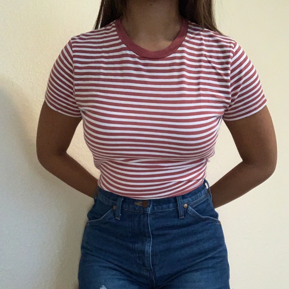 Brandy Melville Red Striped Tee - Picture 1 of 6